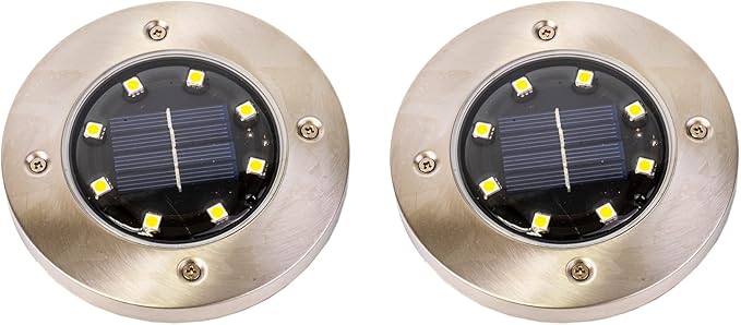 Crosslight Solar Ground Lights Outdoor - Waterproof Landscape Decor Spotlights - Auto On/Off Powered for Garden, Yard, Patio, Lawn, Walkway, Driveway, Pathway, Backyard, Deck, Sidewalk | 2 Pack