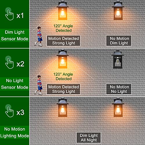 Solar Wall Lanterns Outdoor with 3 Modes, Dusk to Dawn Motion Sensor