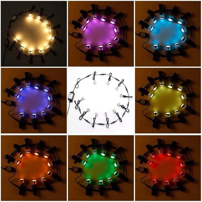 Sumaote LED Deck Lights Kit RGBW 30pcs Φ1.22 Low Voltage Recessed Deck Lamp In-ground Lights Waterproof Outdoor Yard Path Stairs Steps Landscape Decor, Multicolor & Warm White Lighting, Black Shell