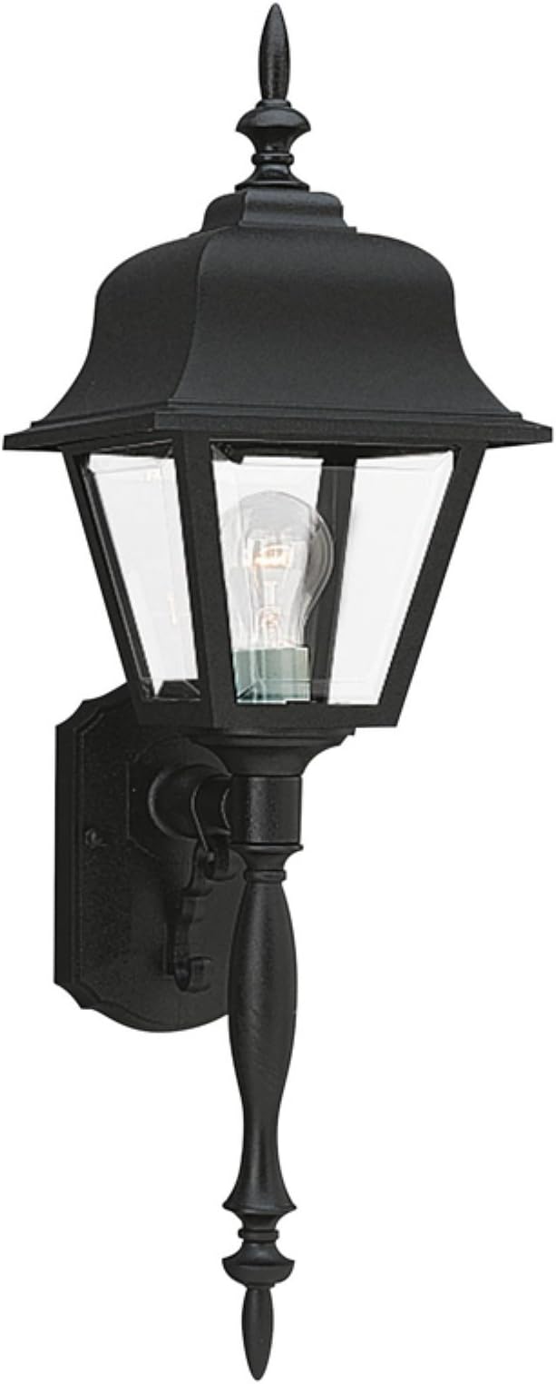 Generation Lighting 8765-12 One-Light Outdoor Wall Lantern with Clear Beveled Acrylic Panels, Black Finish | Lumora