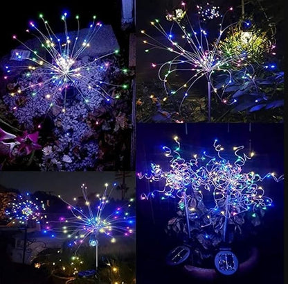 Solar Firework Light, 105 LED Multi Color Outdoor Firework Solar Garden Decorative Lights for Walkway Pathway Backyard Christmas Decoration Parties (2 Pieces)