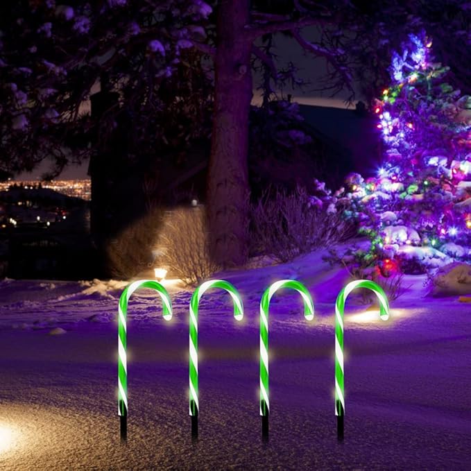 Candy Cane Lights, Christmas Candy Cane Lights, Solar Pathway Lights Outdoor Candy Cane Christmas Decor for Walkway, Driveway, Sidewalk, Garden