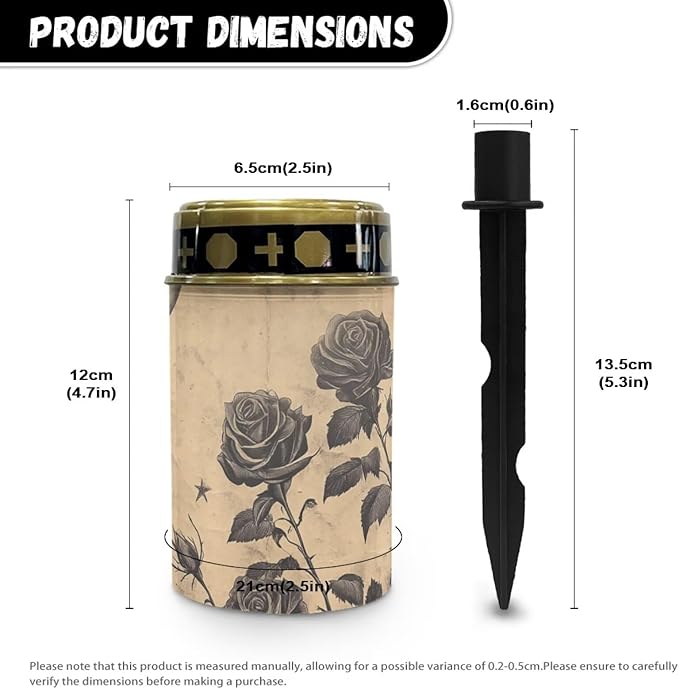 HUGS IDEA Retro Rose Cemetery Lights for Grave Vintage Solar-Powered Grave Lights Memorial Decor Waterproof Solar | Lumora