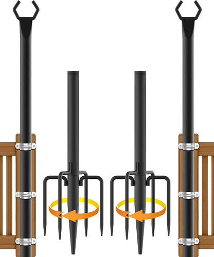 2 Pack String Light Poles,Metal Poles for Hanging Outdoor Light Strings,2 Pack 10 FT Light Poles Stand for Outside Garden,Patio,Wedding,Backyard,Deck,Party