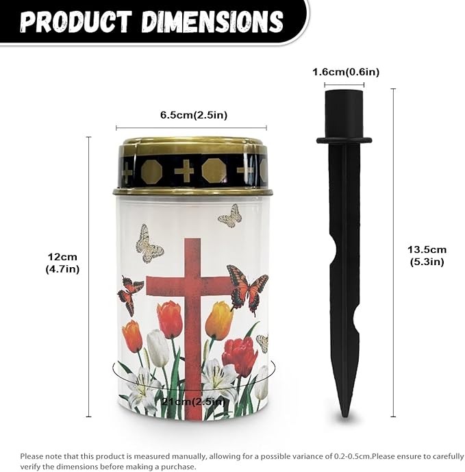 Tulip Cross Garden Stake Light, Solar Lights for Cemetery Grave,Solar Pathway Lights Outdoor Waterproof,Lawn Yard Patio Garden Decor Environment Friendly