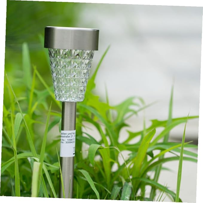Toyvian Solar Garden Path Lights Waterproof Outdoor Stainless Steel LED Lawn Yard Landscape Lamps Solar Powered Ground Inserting Lights for Patio and Garden