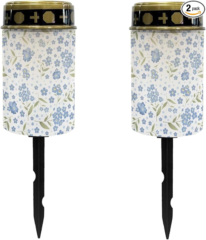 Blue Floral Solar Garden Stake Lights Outdoor Pathway Lights Landscape Lighting LED Solar Lantern,Solar Powered Fairy Lights for Outside Warm White Stoplight,Wall Lights Auto On/Off