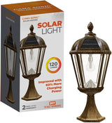 Gama Sonic Outdoor Solar Post Light with Pier Base, Weathered Bronze Finish Aluminum and Beveled Glass, Royal Bulb | Lumora