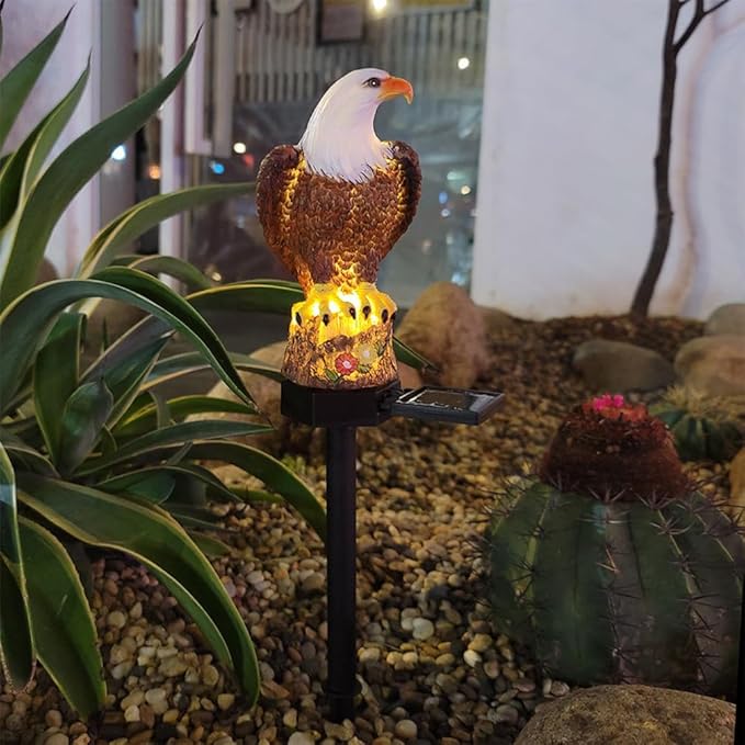 Luwint Solar Garden Statue, Small Bald Eagle Outdoor Solar Stake Light Decor for Garden Lawn Yard Decoration