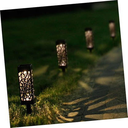 8 Pcs Hollow Design Solar Pathway Lights Outdoor Warm Light Easy Install for Driveway Lawn Patio