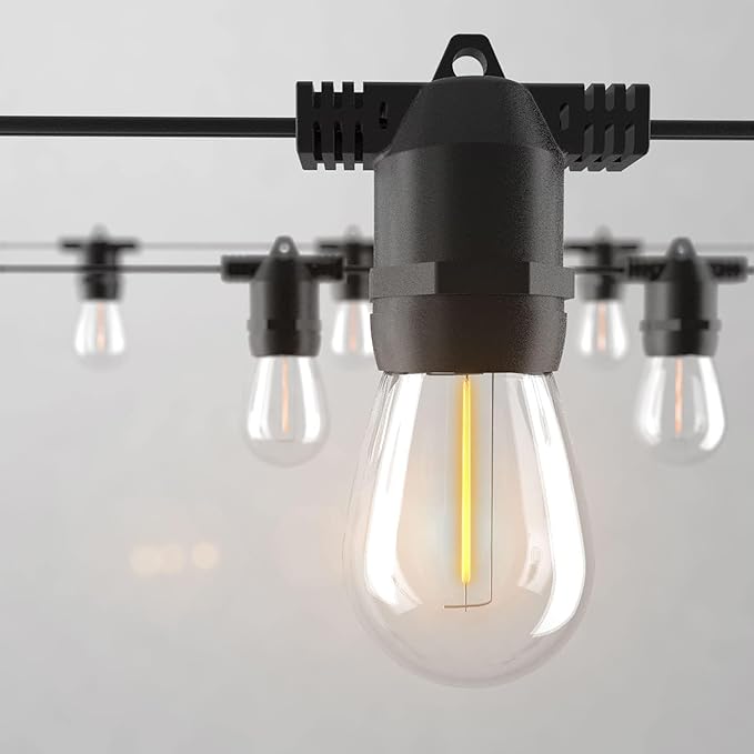 54FT LED S14 Outdoor String Lights, IP65 Waterproof 27FT x 2PCS (Maximum 918Ft) Outside Patio Lights, Edison Shatterproof Bulb Vintage Backyard Light, Balcony, Deck, Garden Light