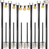 6 Pack String Light Poles for Outside, Heavy-Duty Metal Poles for Outdoor String Lights with Fork, Adjustable | Lumora