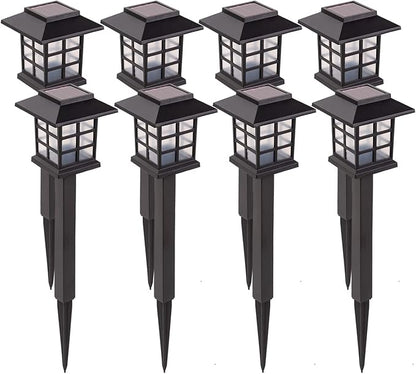 LAUREL CANYON 8 Pack Solar Pathway Lights, Outdoor Solar Landscape Lights, Walkway Lights with LED Light Bulbs for Garden, Path, Yard, Driveway Black