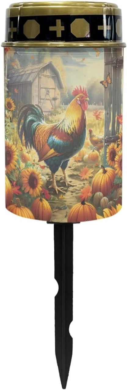 Sunflower Chicken Solar Lights Outdoor Waterproof Solar Stake Lights Solar Pathway Lights Flamelight Lights Solar Lantern Landscape Lighting Spotlight for Yard Patio Driveway