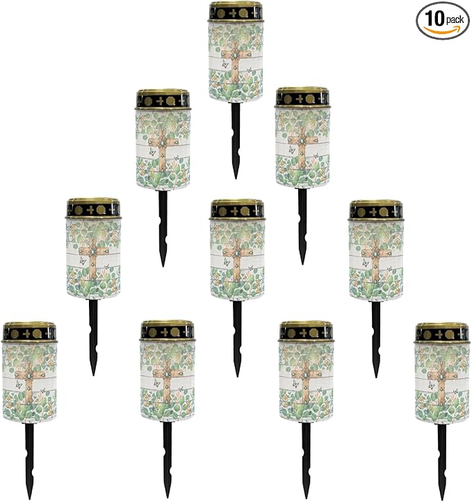 Cross Leaves Cemetery Lights for Grave,Solar Pathway Lights Outdoor Waterproof Garden Lights Solar Garden Lights | Lumora