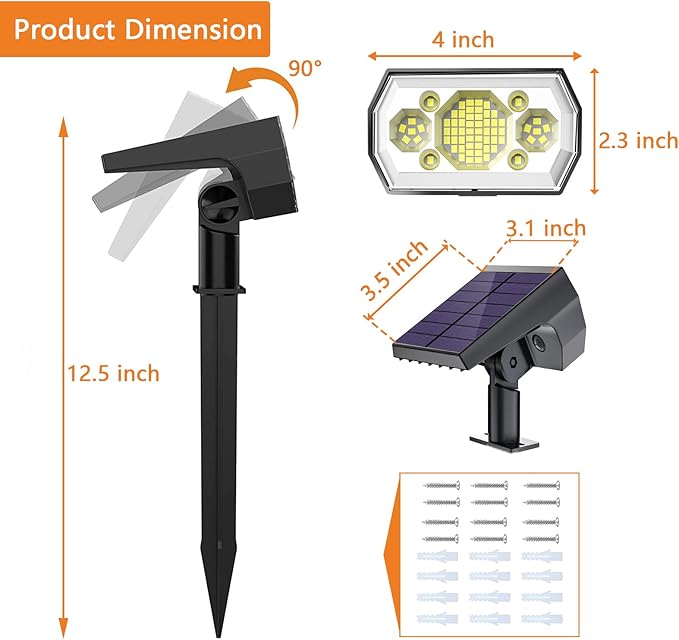 Solar Spot Lights Outdoor, [6 Pack/3 Modes] Solar Landscape Spotlights IP67 Waterproof Solar Powered Outdoor Lighting Products for Landscaping Garden, Yard, [Cold White/62 LED] Spotlight Dusk to Dawn