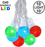 10 Foot LED G40 Sparkle Outdoor Patio String Lights with 10 Multi Globe Bulbs – Market Bistro Café Hanging String | Lumora