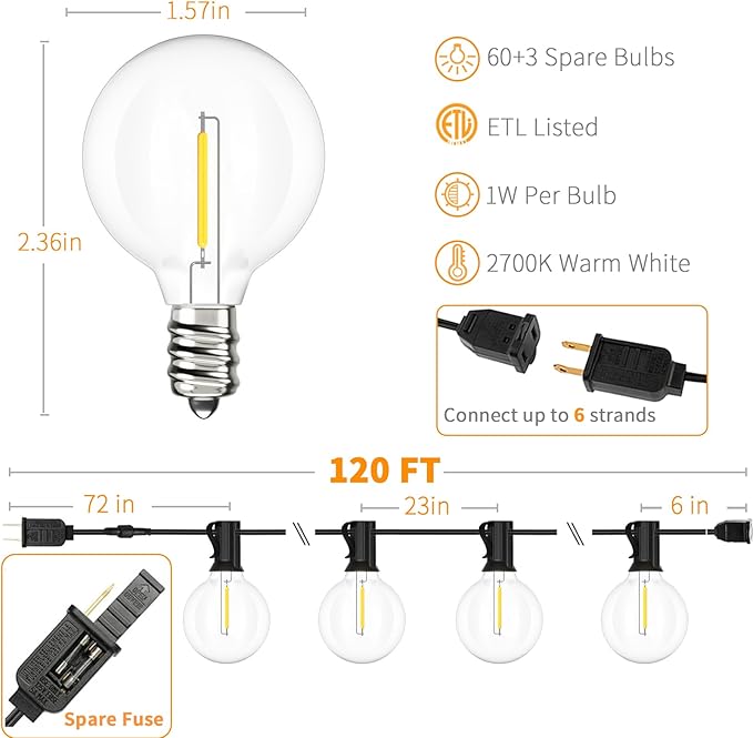 Svater G40 120FT Patio Lights + 75FT ST38 Solar String Lights Outdoor with Remote | Lumora