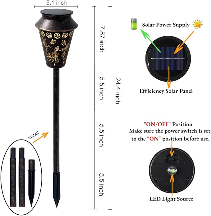 Solar Pathway Lights, Hummingbird Metal Copper Lantern for Garden, Patio, Lawn, Walkway, Outdoor Waterproof Landscape Lighting Decorative, Ideal Gifts for Women, Mom, Grandma (1)