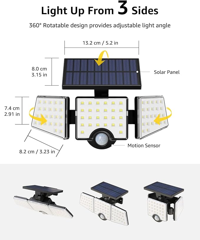 LE Bundle - Solar Flood Light 3 Adjustable Heads & 25 ft Solar String Lights G40 Edison Bulbs String Lights
