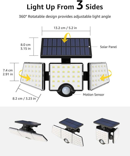 LE Bundle - Solar Flood Light 3 Adjustable Heads & 25 ft Solar String Lights G40 Edison Bulbs String Lights
