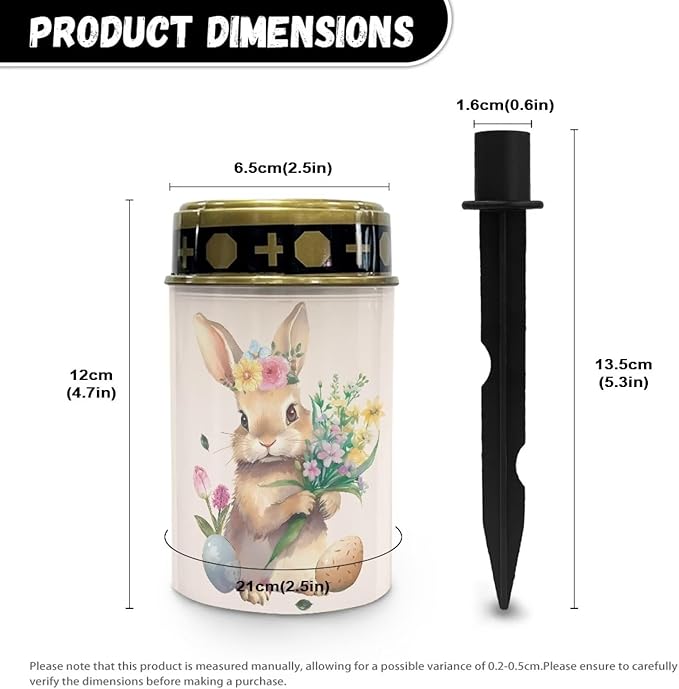 Easter Rabbit Solar Memorial Lights for Graves Solar Powered Outdoor Cemetery Solar Lights for Grave 2 Pack Cemetery Decorations for Grave for Remembrance Gifts