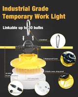 100FT LED Construction String Lights 3 Prong, 130W 16000Lm LED String Work Lights - Outdoor Security Flood Light | Lumora