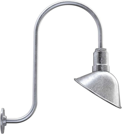 Steel Lighting Co. Venice Store Sign Light | for Outdoor Restaurant Accent Wall | 9 inch Dome | Upslope Gooseneck | Made in America | Galvanized Exterior/Galvanized Interior
