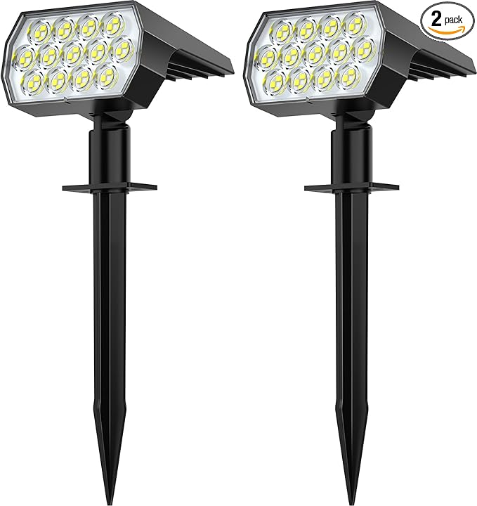 Solar Spot Lights Outdoor Waterproof IP65, [2 Pack/52 LED] 2-in-1 Solar Landscaping Spotlights, 3 Lighting Modes | Lumora