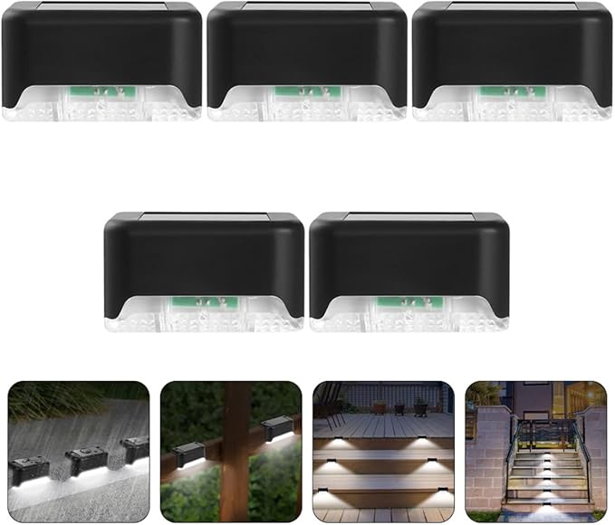 5pcs Outdoor Solar LED Stair Lights Waterproof Yard Corridor Deck Lights Plastic Solar Garden Lighting for Patio | Lumora
