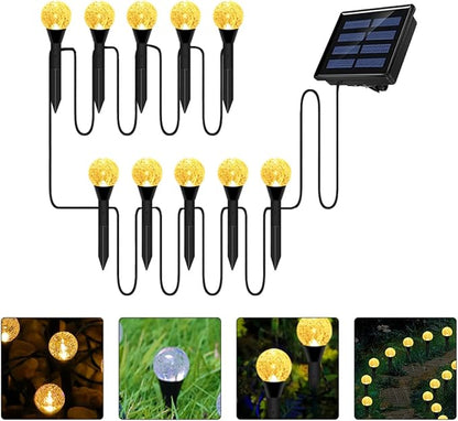Solar Garden Lights Outdoor 10pcs Warm White Decorative Solar Lawn Path Lights with Stake for Landscape Lighting and Patio Lighting Accessory