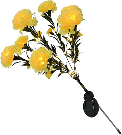 ZJchao Solar Flower Lights LED Carnation Shaped Decorative Light Outdoor Garden Yard Lawn (Yellow)
