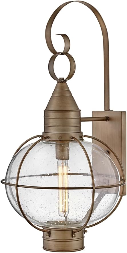 Hinkley Cape Cod 2205BU Large Outdoor Wall Mount Onion Lantern - Clear Seedy Glass, Wet Rated - Burnished Bronze