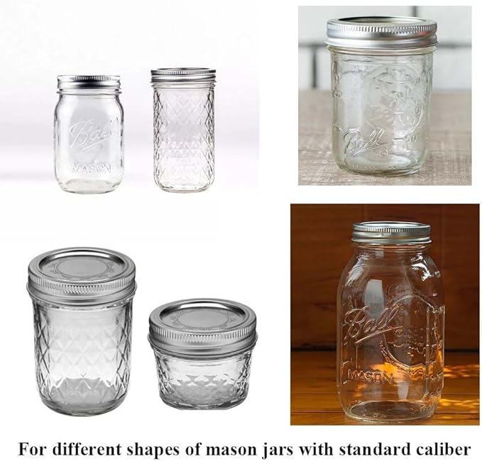 Miaro 6 Pack Mason Jar Lights, 10 LED Solar Cold White Fairy String Lights Lids Insert for Garden Deck Patio Party Wedding Christmas Decorative Lighting Fit for Regular Mouth Jars …
