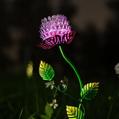 Metal Flower Solar Pathway Lights – Garden Landscape Lighting, Outdoor Yard Decor, Perfect Gifts for Women, Moms & Friends