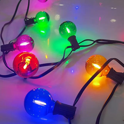 G40 LED Outdoor String Lights，25Ft Globe Multicolor Christmas Decorations String Lights with 27 Shatterproof LED Bulbs, Hanging Outdoor Patio Lights for Outside Backyard Porch Balcony Party- Black
