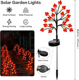 Fall Décor Solar Garden Lights for Outdoor Thanksgiving Decorations,2PACK 40LED RED Maple Leaves Path Lights,Autumn | Lumora