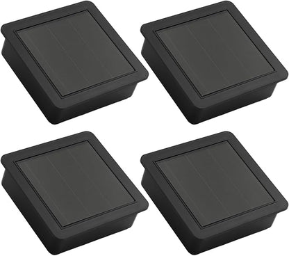 Solar Light Replacement Top Square Panel with Rechargeable Warm White LED for Outdoor Lamps Garden Decor DIY Lampshade 2/4 Pack, Black(4pcs)
