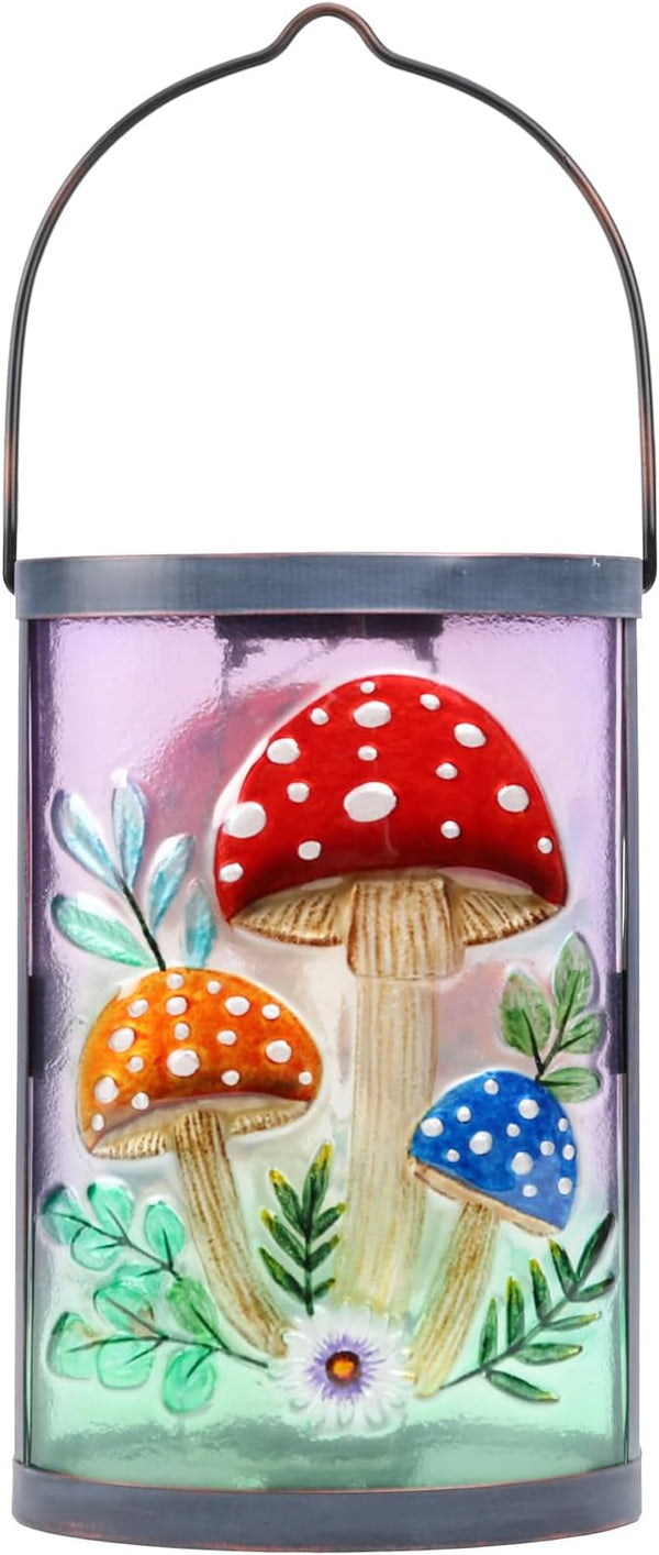 Hanging Solar Lantern Outdoor Waterproof Mushroom Solar Lights Glass Tabletop Decorative Lamp for Outdoor Patio | Lumora