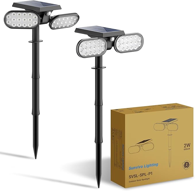 Sunvivo 2 Pack Motion Solar Lights Outdoor and 4 Pack Solar Pathway Lights Bundle