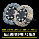 Bell+Howell Disk Lights Solar Ground Lights Stone Dark Gray -Upgraded Wireless Solar Garden - Outdoor Path Light | Lumora
