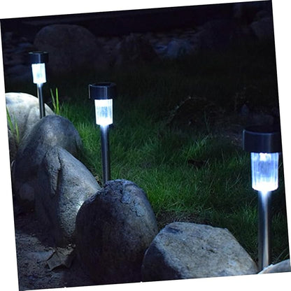 Mikikit 2pcs Stainless Steel Solar Garden Lights Led Pathway Lights for Outdoor Auto Solar Ground for Landscape Patio Pathway