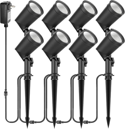 ZYAN Die-Cast Aluminum Landscape Spotlights, 6W 600LM 2700K Warm White, Low Voltage IP65 Waterproof Outdoor Landscape Lighting for Patio Garden Yard Path, 8 Pack