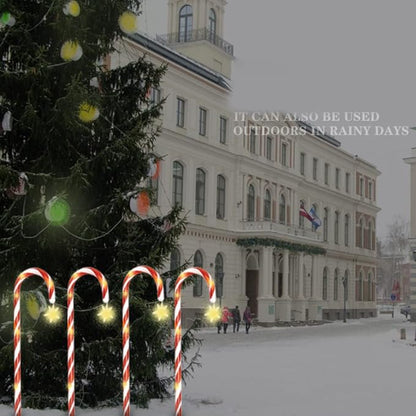 JTLB Solar Candy Cane Lights,8 LED Outdoor Christmas Lights, Candy Cane Solar Pathway Lights with Star Decoration, Solar Christmas Cane Stake Light for Indoor or Outdoor