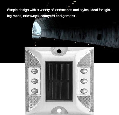 LED Solar Power Ground Marker Lights, Outdoor Driveway Road Spike Lamp, Solar - Powered LED Ground Light with 1000m Visibility for Highway Pathway Safety (White)