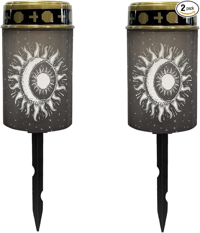 Outdoor Solar Garden Lights for Home Waterproof Pathway Lights Solar Lantern Landscape Lighting for Yard Patio Driveway Outdoor Stake Lights,Moon Star(Black)