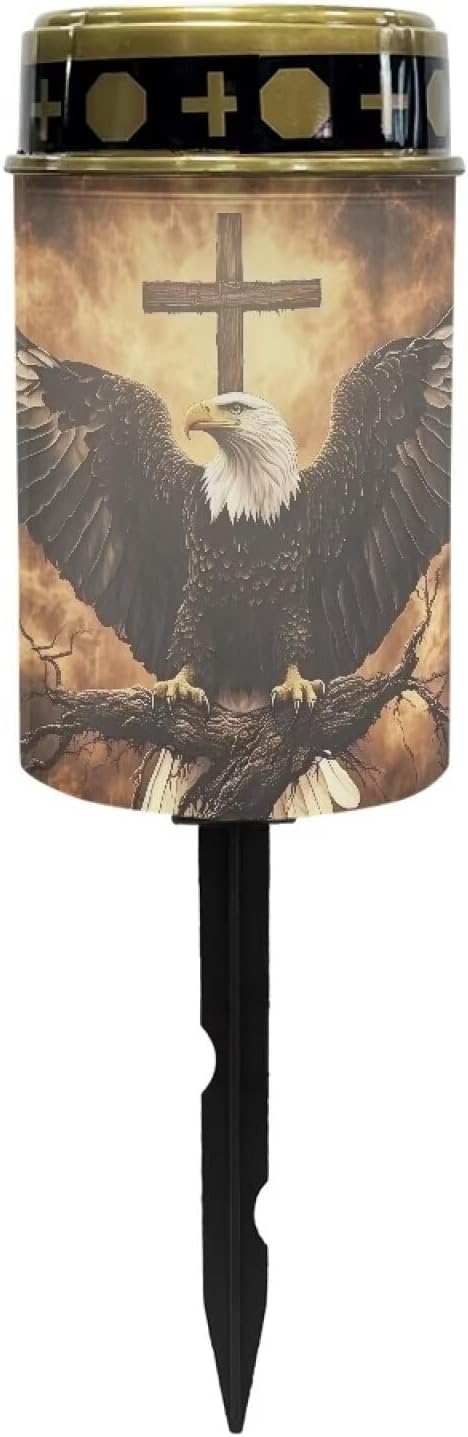 Eagle and Cross Pattern Solar Garden Stake Lights Grave Lamp for Outdoor Cemetery Waterproof Dustproof Flameless | Lumora