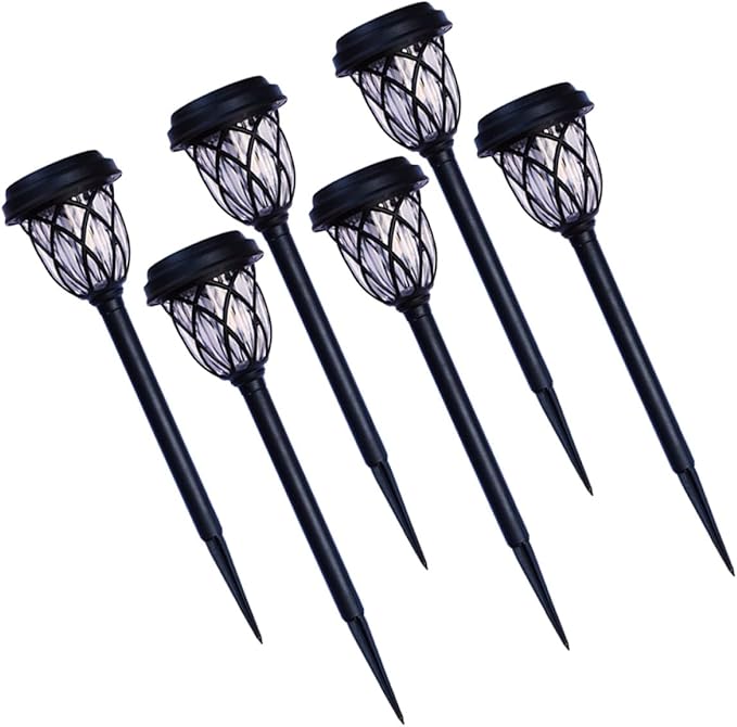 Toyvian 6pcs Outdoor Solar Yard Lights Warm LED Lawn Lamps Waterproof Pathway Garden Lighting for Patio Landscape Decor