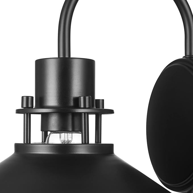 GLOBE Electric Wren 1-Light Plug-in or Hardwire Wall Sconce, Matte Black, 6ft Black Braided Fabric Designer Cord, in-Line On/Off Rocker Switch, Bulb Not Included