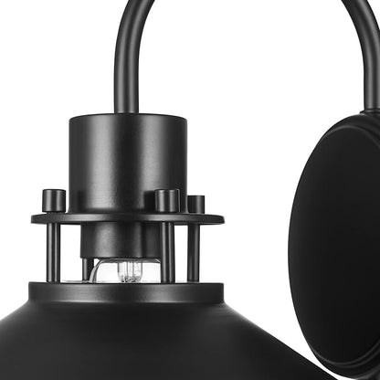 GLOBE Electric Wren 1-Light Plug-in or Hardwire Wall Sconce, Matte Black, 6ft Black Braided Fabric Designer Cord, in-Line On/Off Rocker Switch, Bulb Not Included